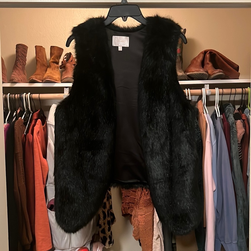 Black furry vest